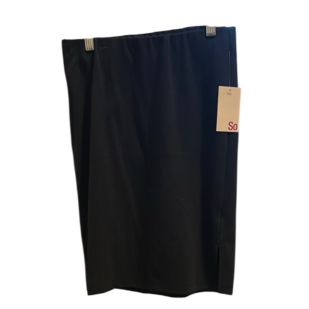 SO Black Midi Pencil Skirt with Slit